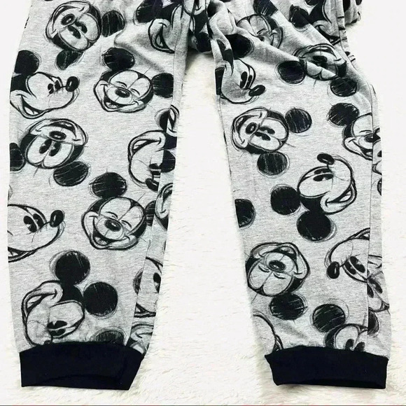Disney Mickey Mouse Gray & Black Drawstring Cotton Blend Pants Size L - Picture 5 of 14